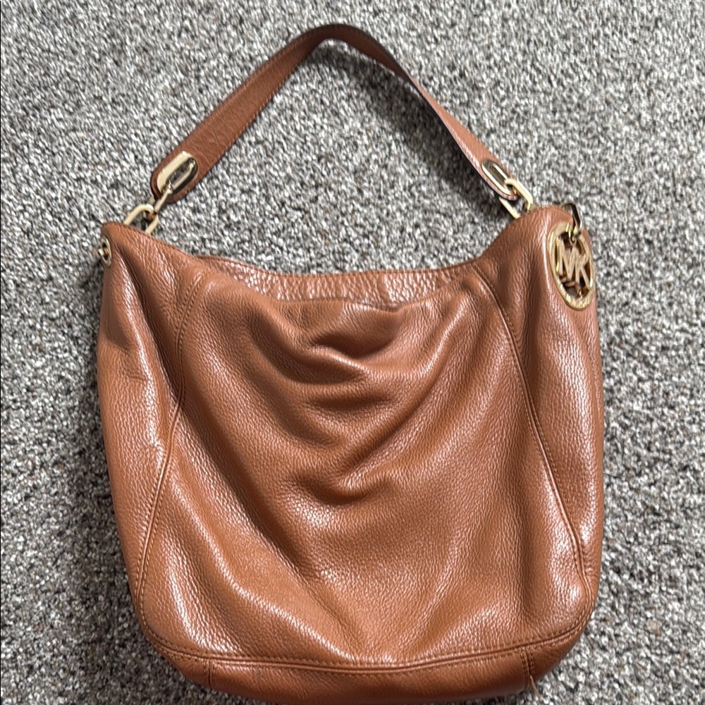 Michael Kors Brown Hobo Bag with Gold Accents